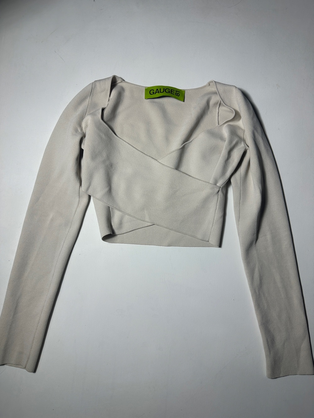 Gauge81 Cream Wrap-Style Long Sleeve Crop Top